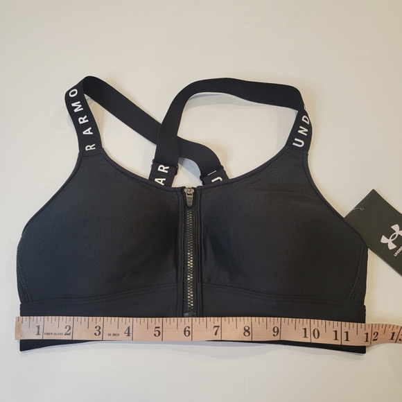 Under Armour Infinity High Zip Bra - Black/White Size XS High Support NEW! - Picture 13 of 17